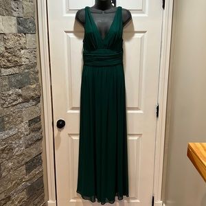 Ever Pretty Dark Green Sleeveless V-Neck Maxi Chiffon Bridesmaid Dress size 4